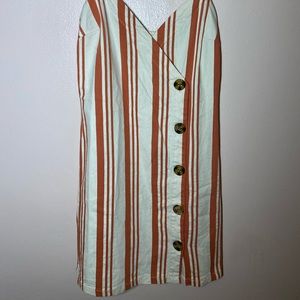 PacSun Orange & White Striped V-Neck Dress